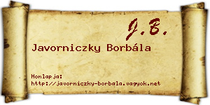 Javorniczky Borbála névjegykártya