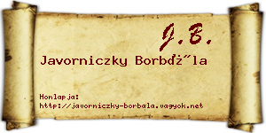 Javorniczky Borbála névjegykártya